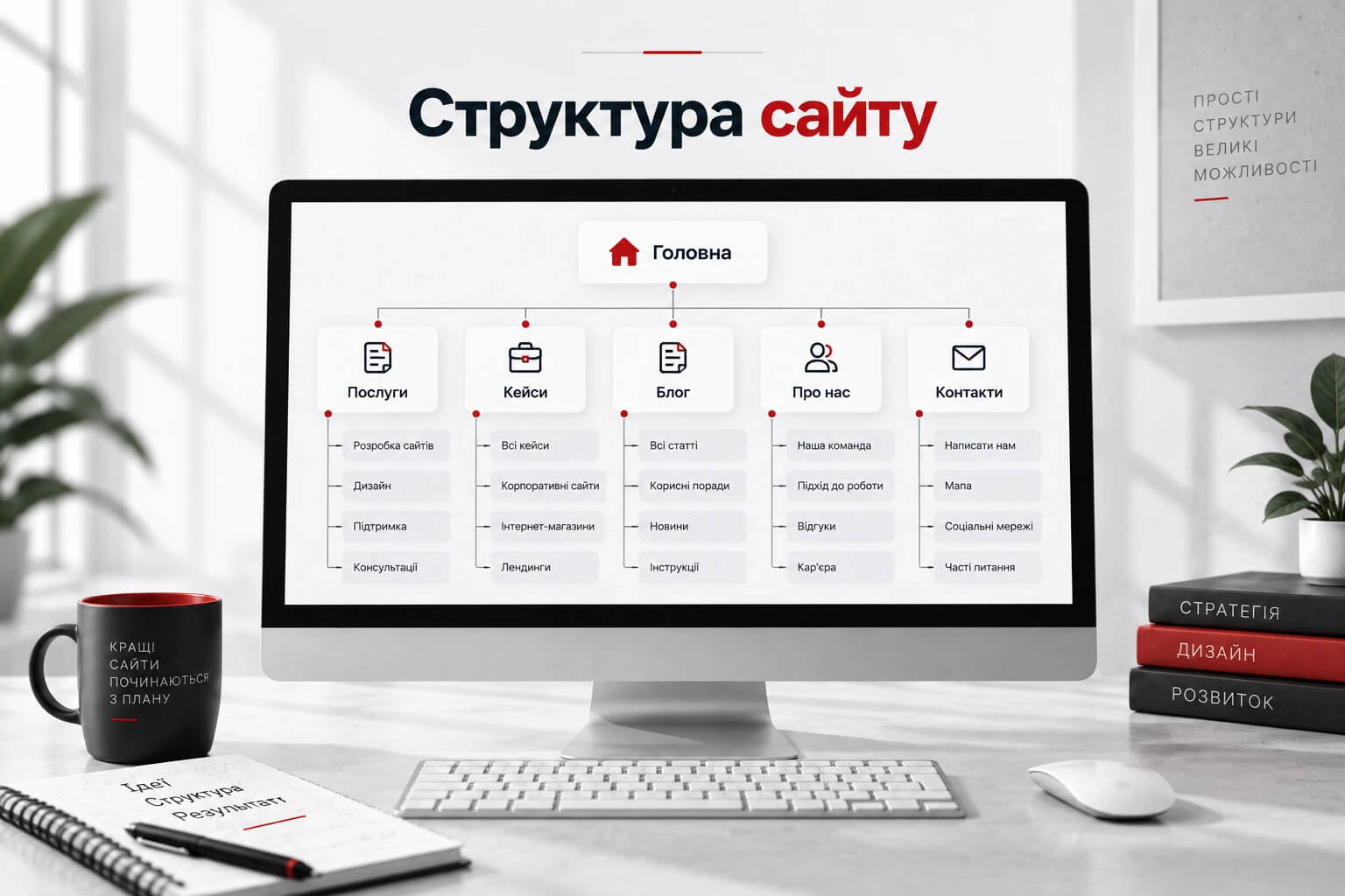 Структура сайту: приклад схеми основних розділів і сторінок