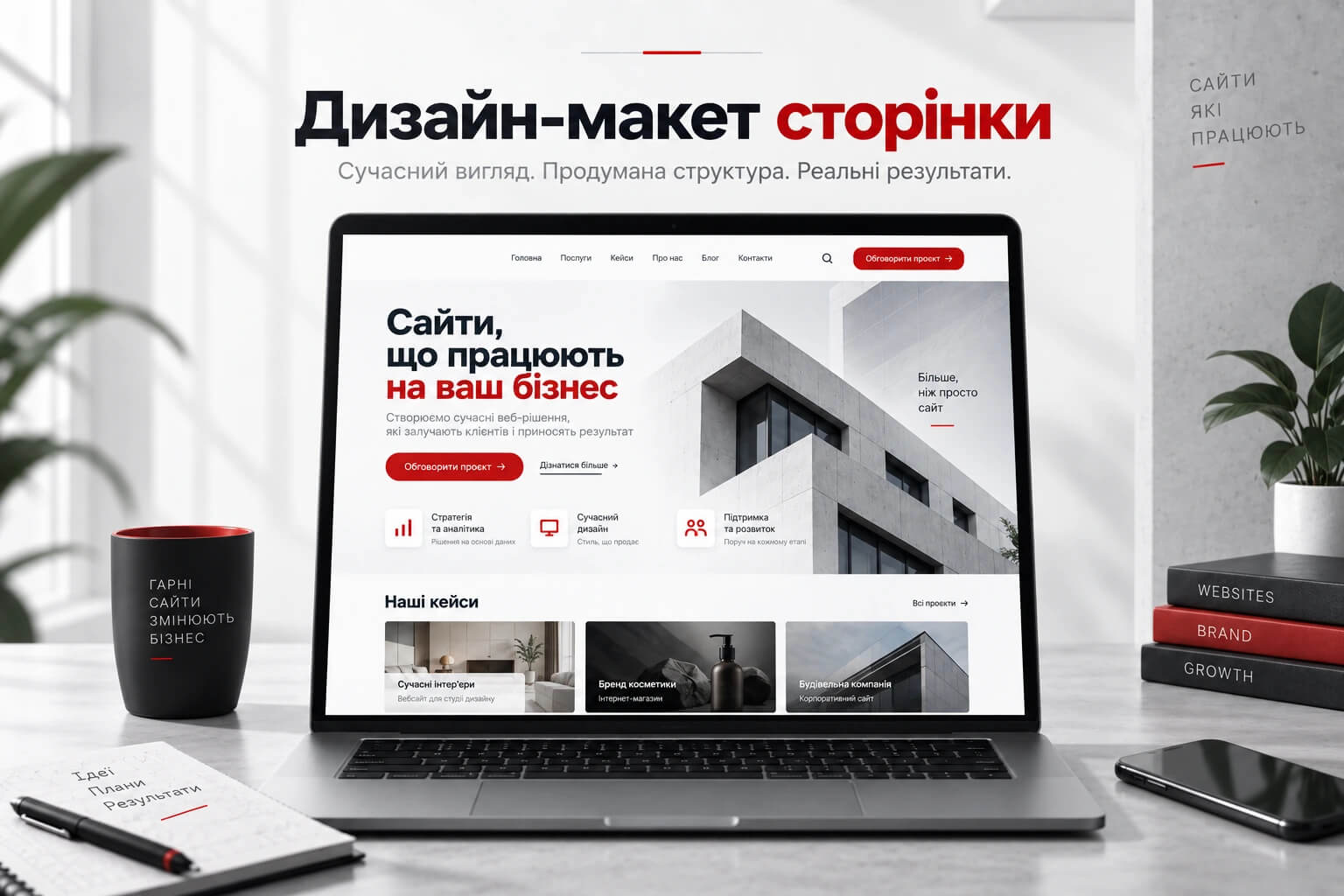 Дизайн-макет сторінки: приклад готового візуального оформлення сайту